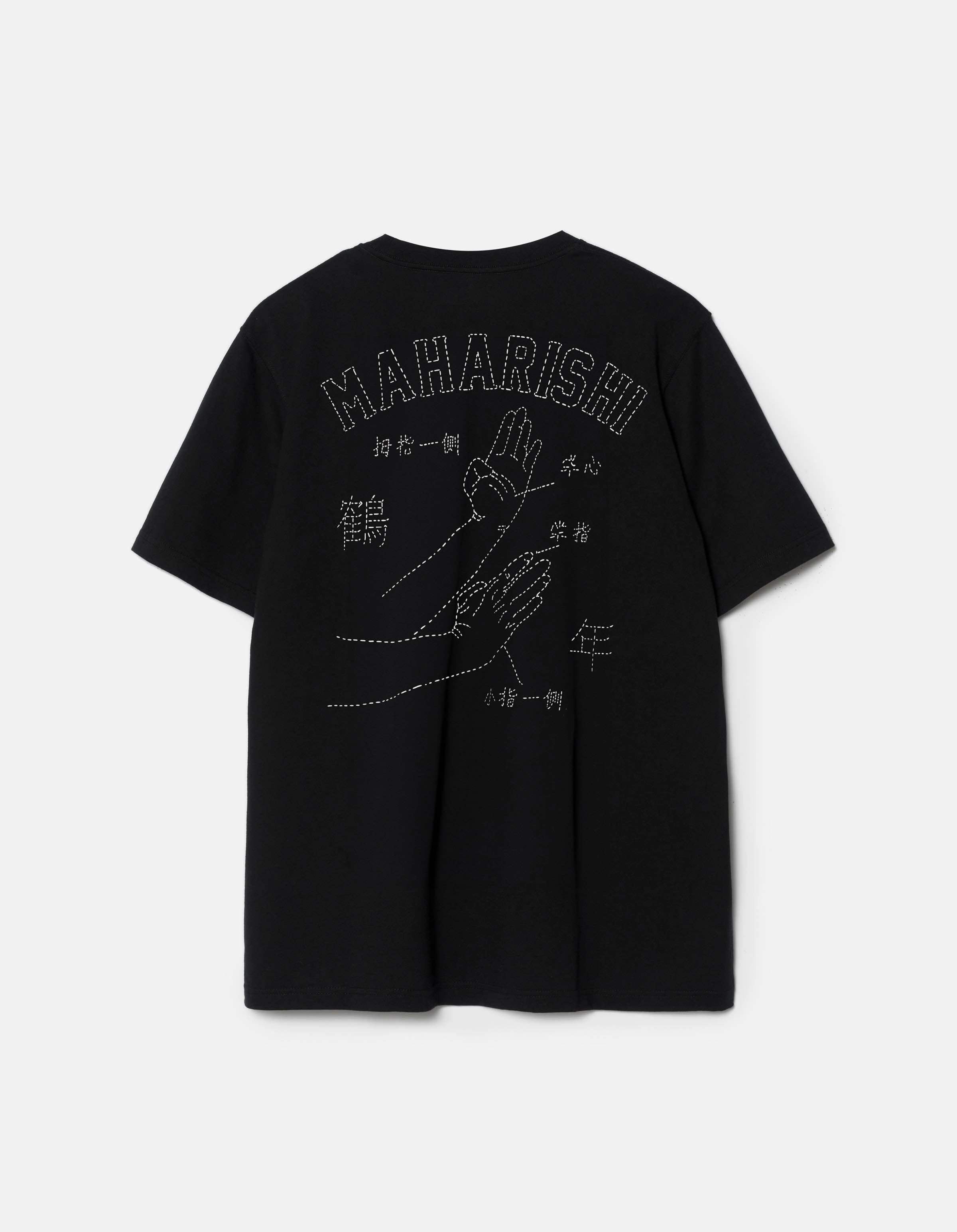 MeshVentilation Rolled Hem Detailing 1582 Maha-Paizhi Sashiko S/S T-Shirt Black