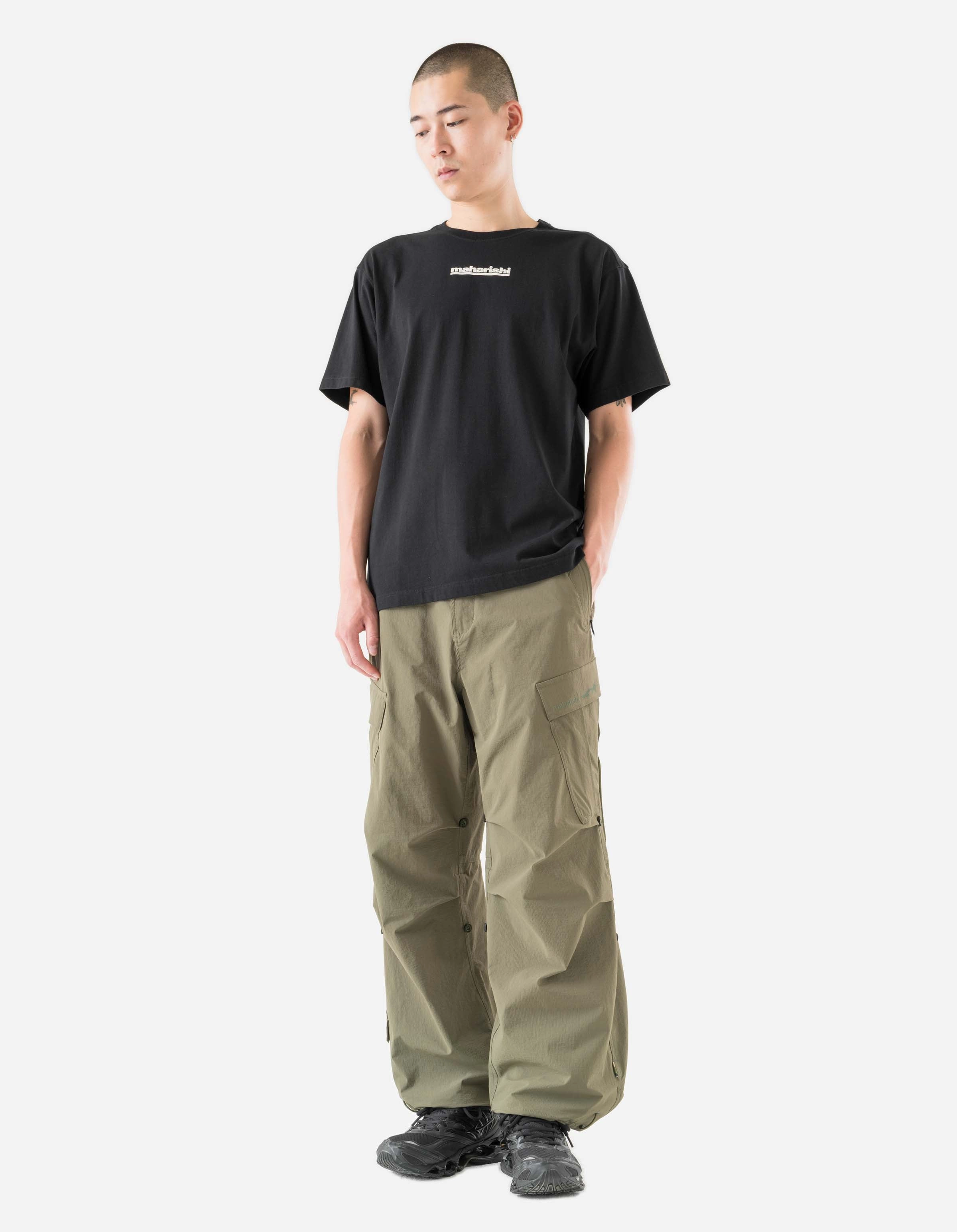 1582 Maha-Paizhi Sashiko S/S T-Shirt Black Temperature Regulating Textile Simple Pullover
