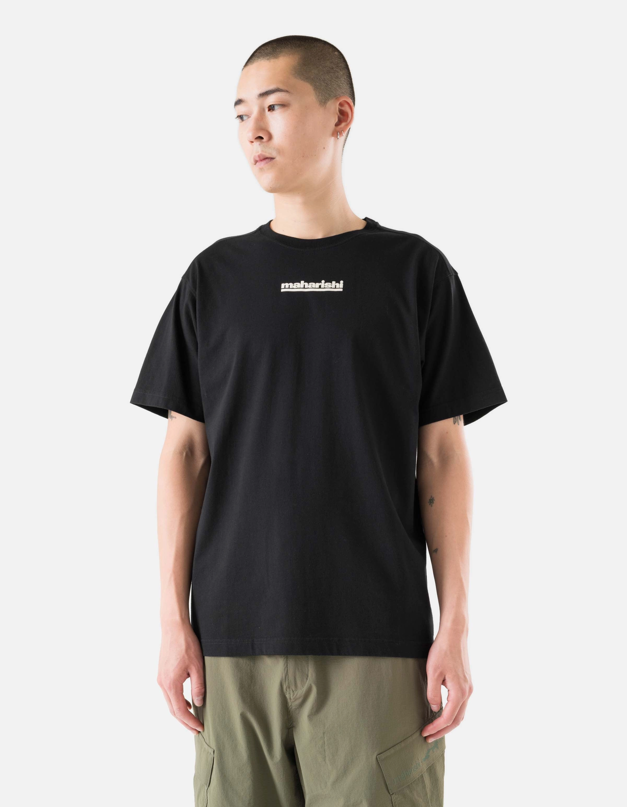1582 Maha-Paizhi Sashiko S/S T-Shirt Black Stretchable Waistband Durable Reinforced Elbows