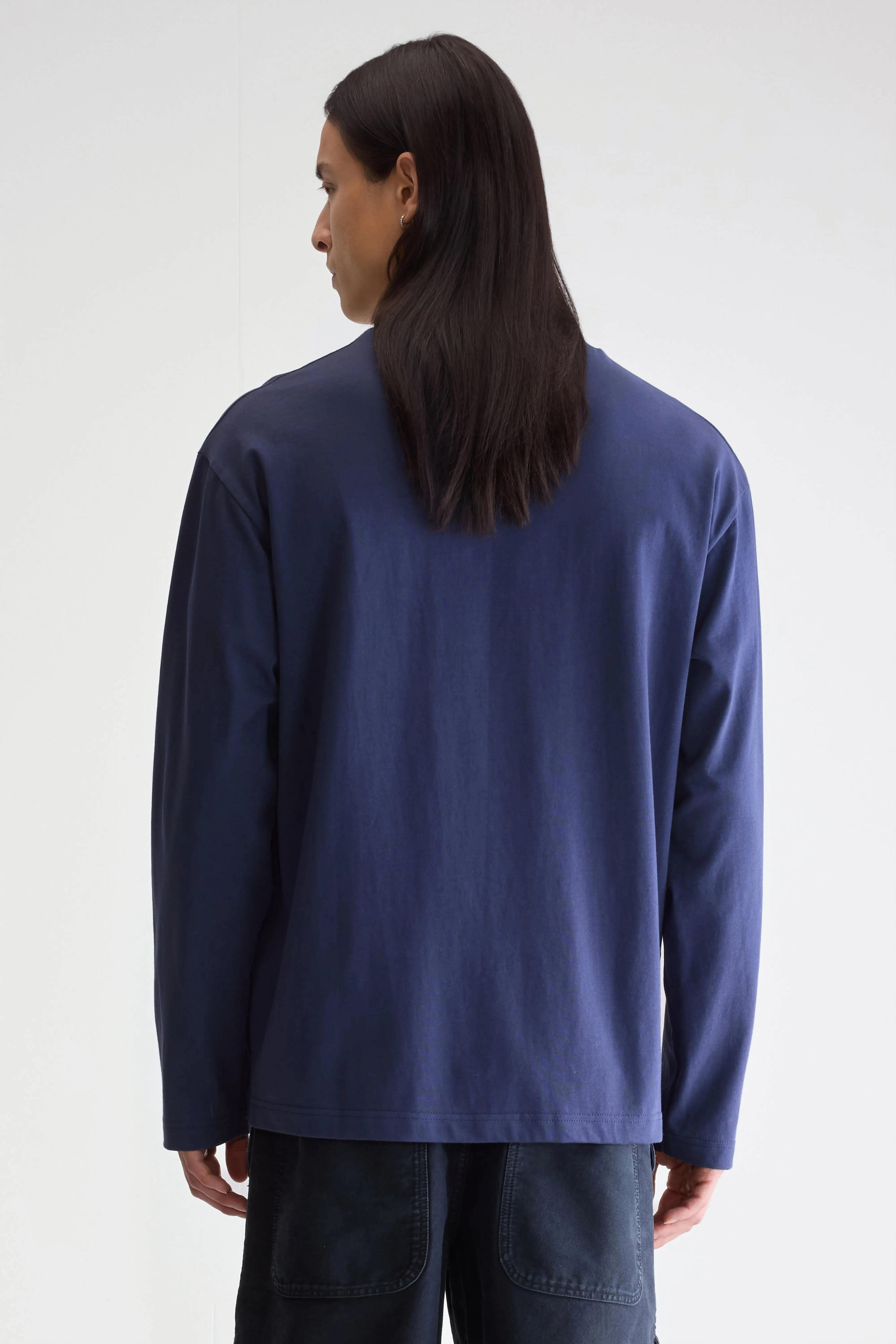 Flexible Ribbing Soft Texture Vlugi long-sleeve t-shirt (252 / M / BLUES)