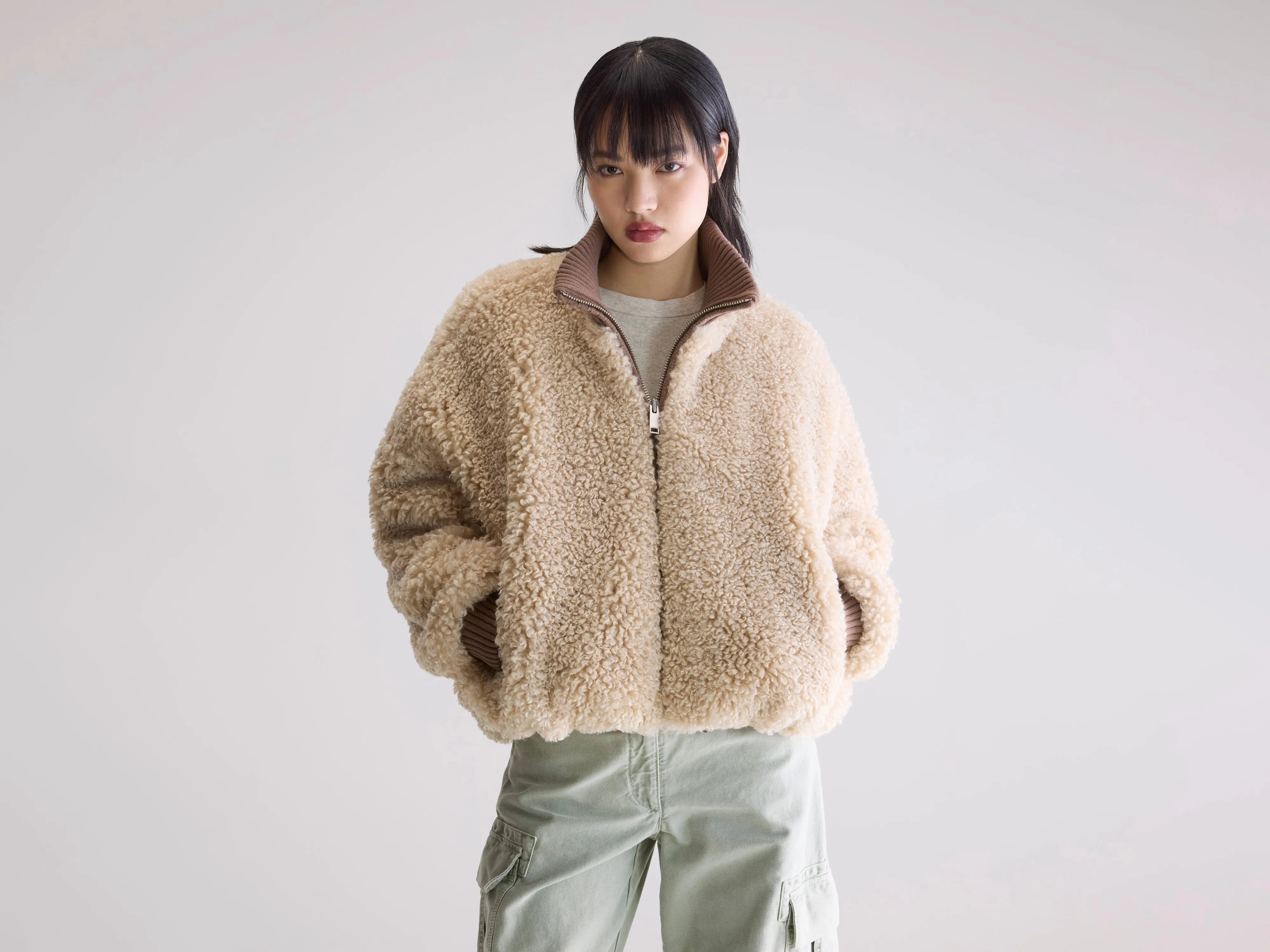 Jallis faux-fur jacket (252 / W / SWAN) High Visibility Trim