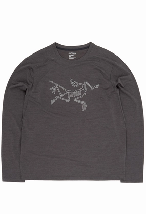 Arc'teryx Men's Cormac Logo L/S Tee - Black Heather / Solitude Quick Comfort Design