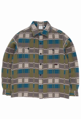 Gramicci Men's Flannel Anthony Shirt - Silver Check Stretchable Cloth