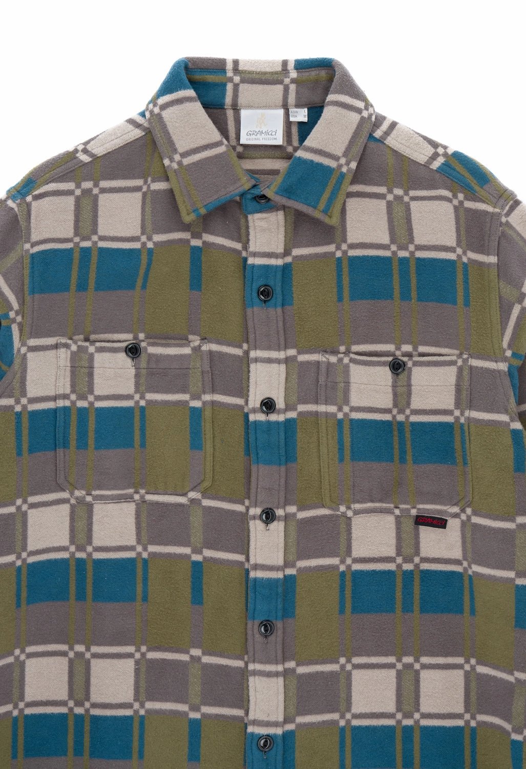 Pocket Detail Gramicci Men's Flannel Anthony Shirt - Silver Check