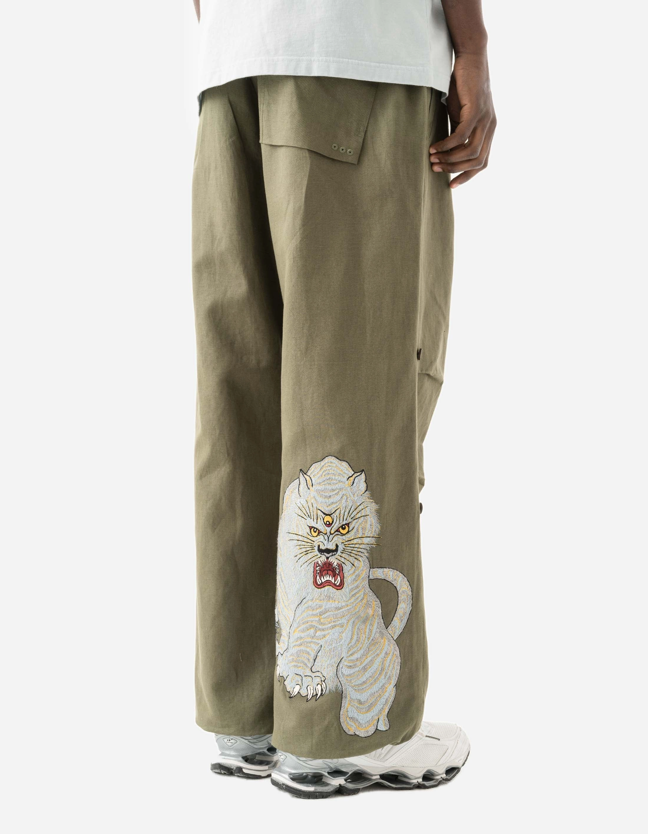 Daily Style Corduroy texture 7094 Sno Panters Embroidered Loose Snopant? Olive OG-107F