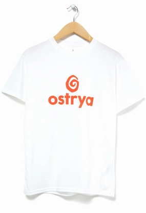 WrinkleResistant Texture Odor Resistant Material Ostrya Emblem Men's Organic T-Shirt - White