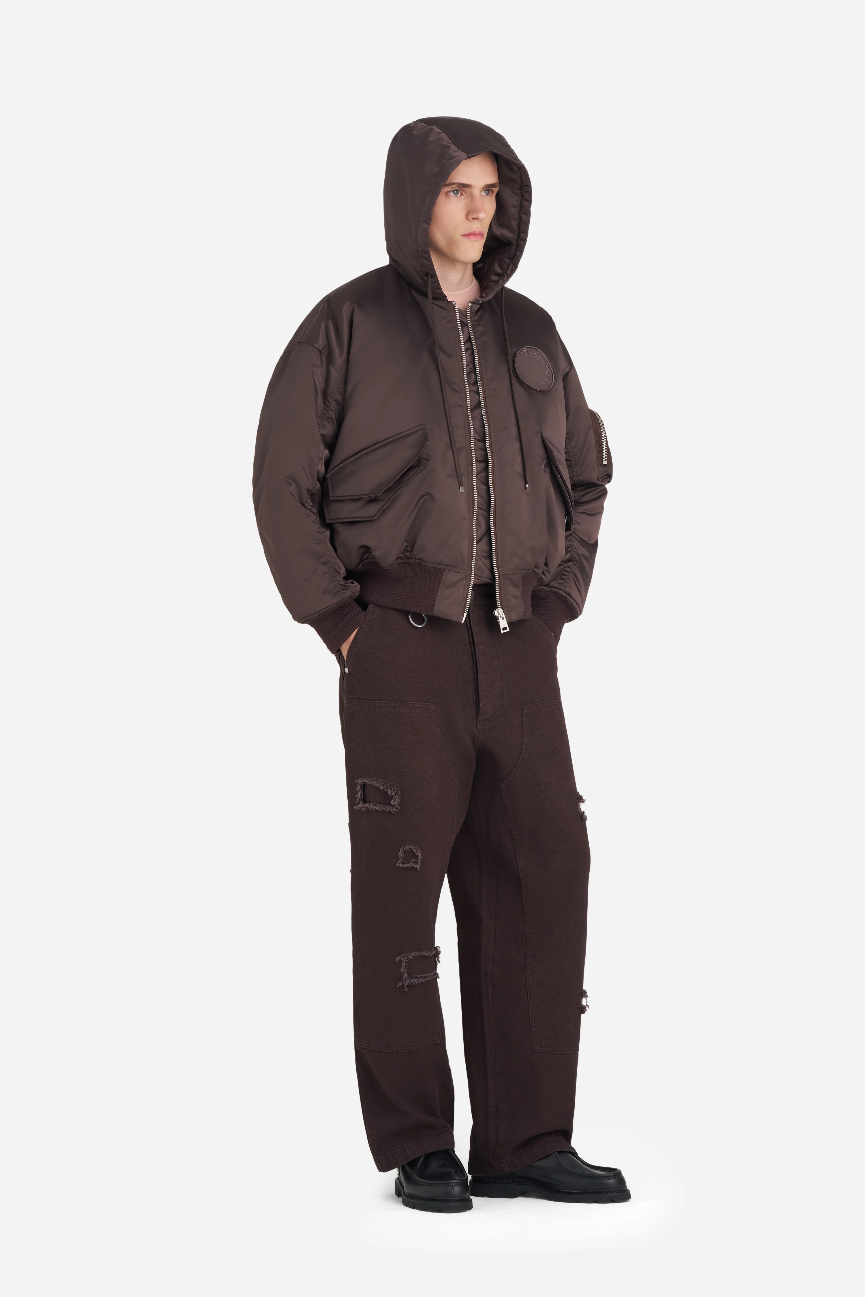 OVERSIZED BOMBER JACKET Expandable Side Gussets Neutral palette