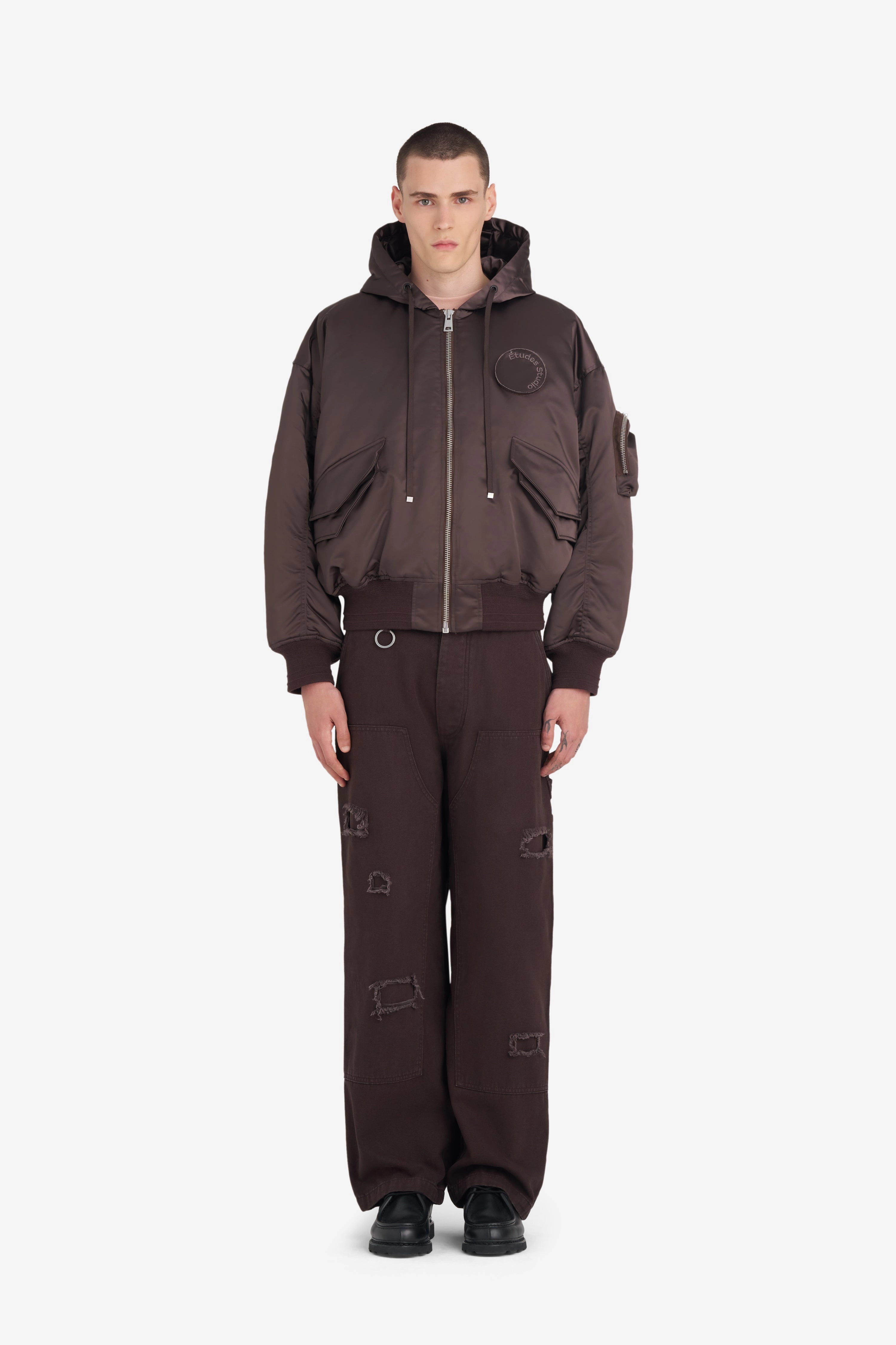 Double Stitch Reinforcement WaterResistantFabric OVERSIZED BOMBER JACKET