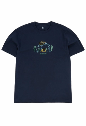 Montbell Men's Pear Skin Cotton Mountain Morning T-Shirt - Navy Sleeveless