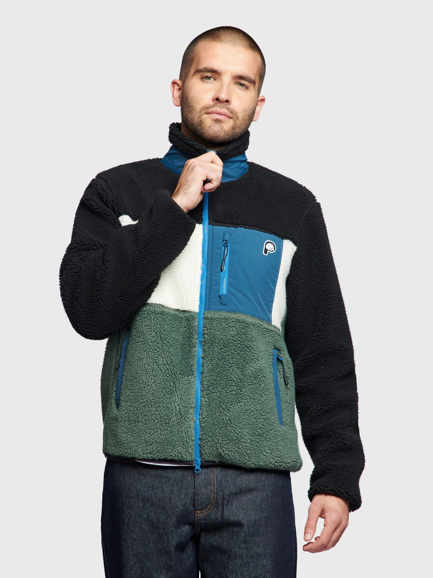 Comfortable fit P Bear Fleece Jacket in Laurel Wreath