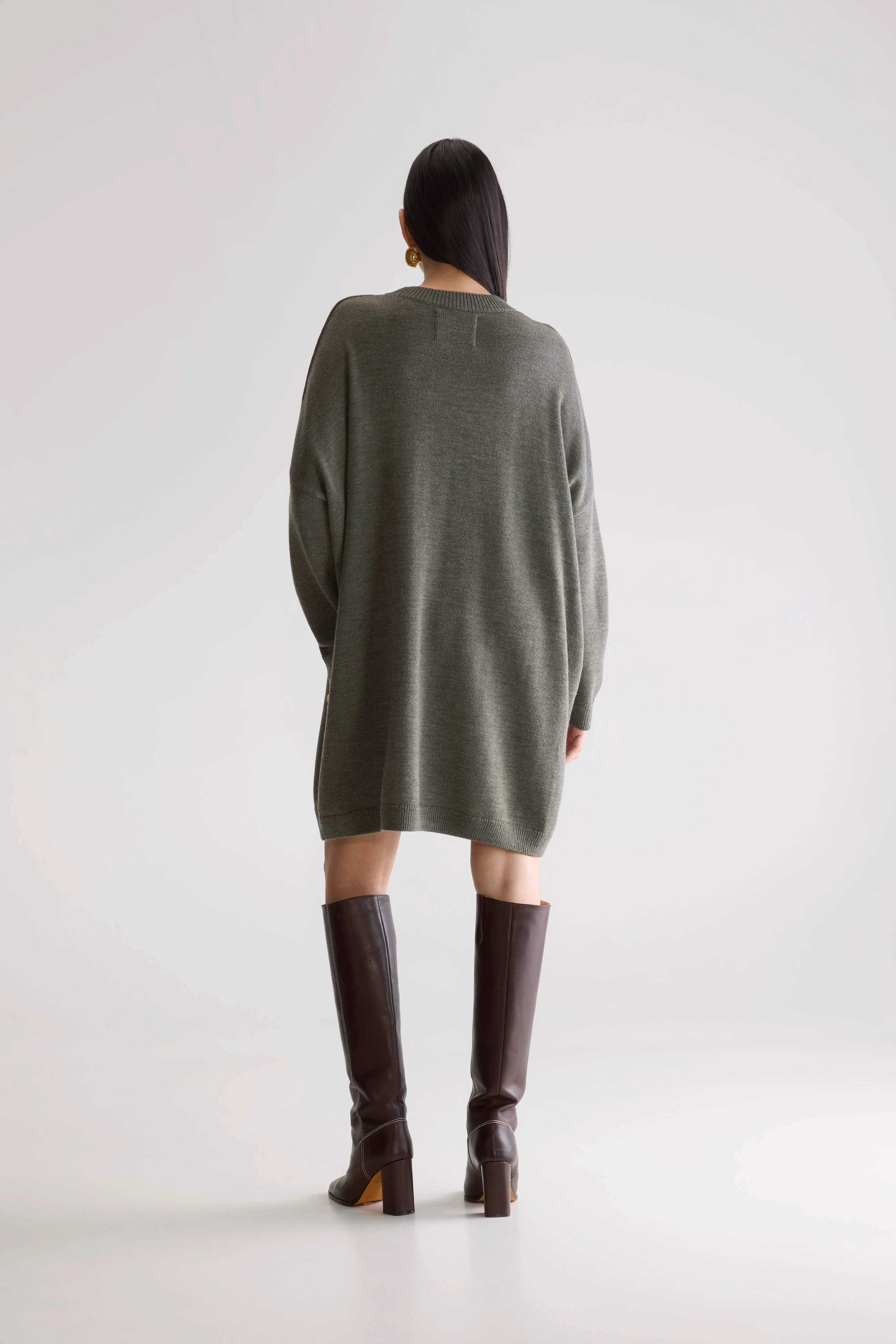 Senisa knit dress (252 / W / FOREST) Sophisticated Touch Glossy Fabric