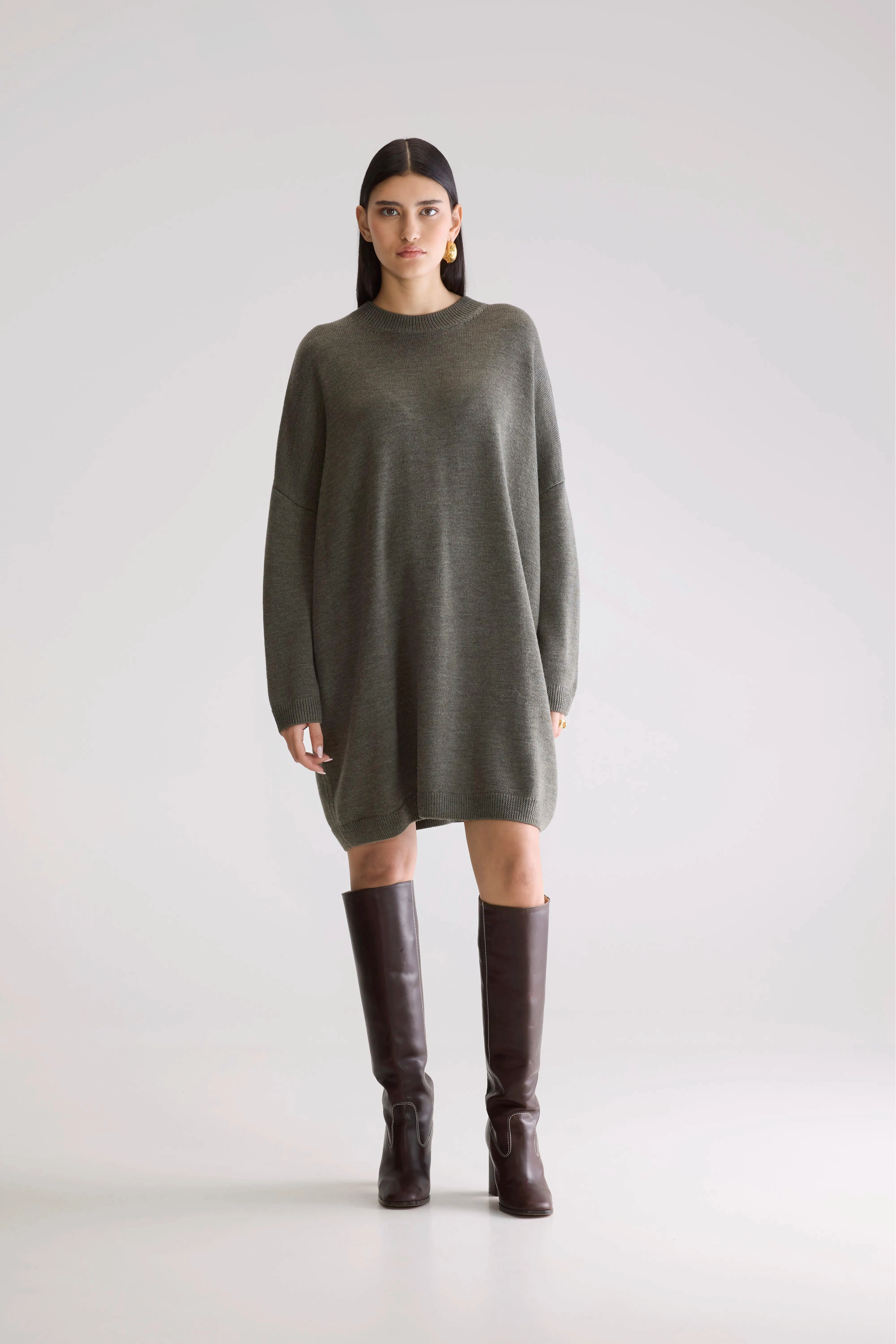 Elegant formal outfit Classic and Chic Senisa knit dress (252 / W / FOREST)