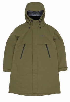 Finisterre Women's Longline Stormbird Jacket - Olive Magnetic Fasteners