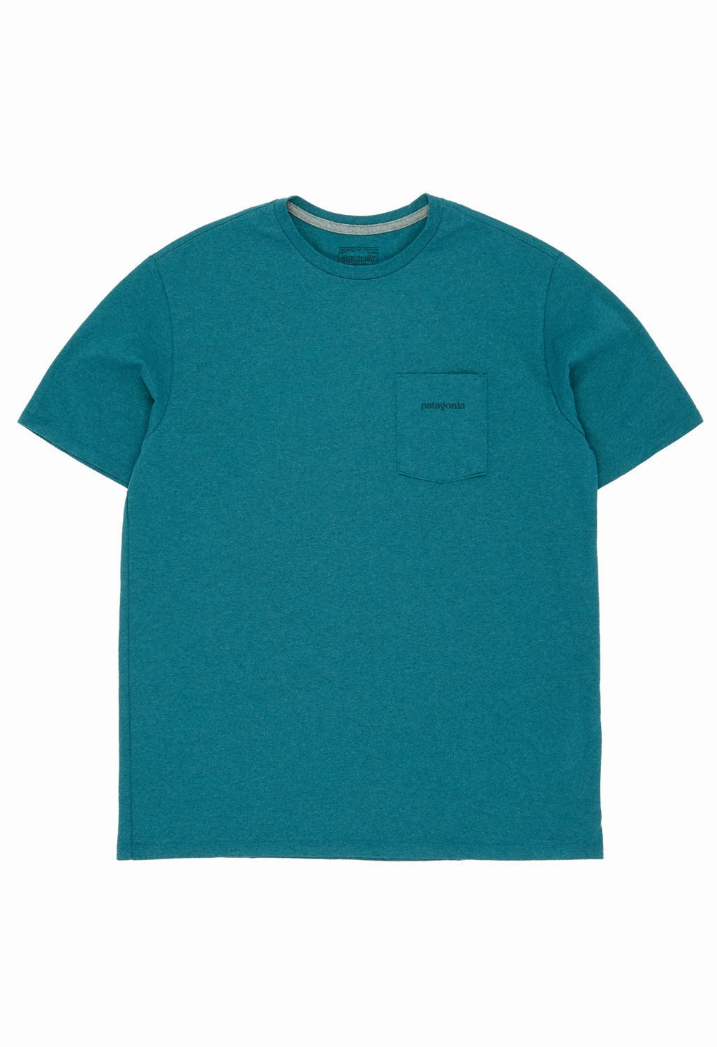 Premium Cotton Vintage Look Patagonia Men's Boardshort Logo Pocket Responsibili-Tee - Wetland Blue