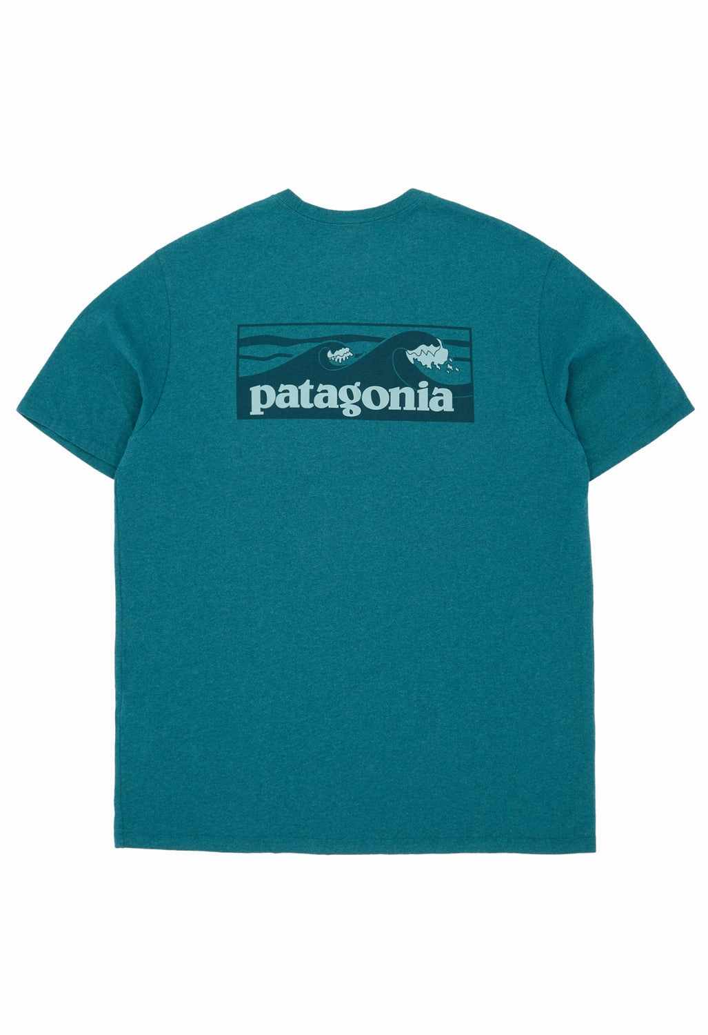 Patagonia Men's Boardshort Logo Pocket Responsibili-Tee - Wetland Blue Heather Texture Finish