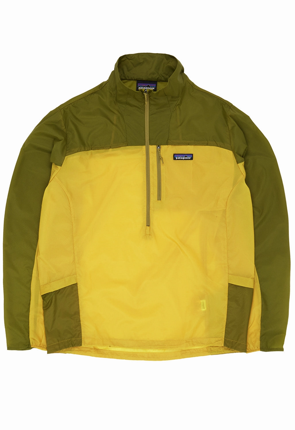 Patagonia Men's Houdini Stash Half Zip Pullover - Bundle Green / Graze Green Wrinkle Free Fabric QuiltedPattern