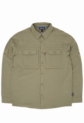 Patagonia Men's Self Guided Sun Long Sleeve Shirt - River Rock Green Ventilated Back Comfort First Fit