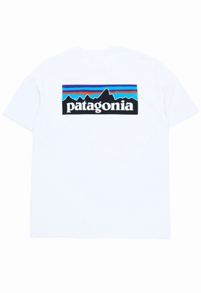 Patagonia P6 Logo Men's Responsibili-Tee - Logo White Stylish Design Easy Wear Option