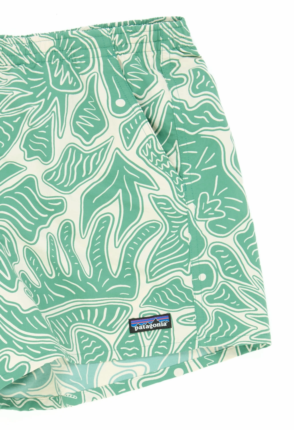 wrinkle - resistant Elastic Fit Patagonia Women's Baggies 5" Shorts - Bees and Flowers: Heartleaf Green