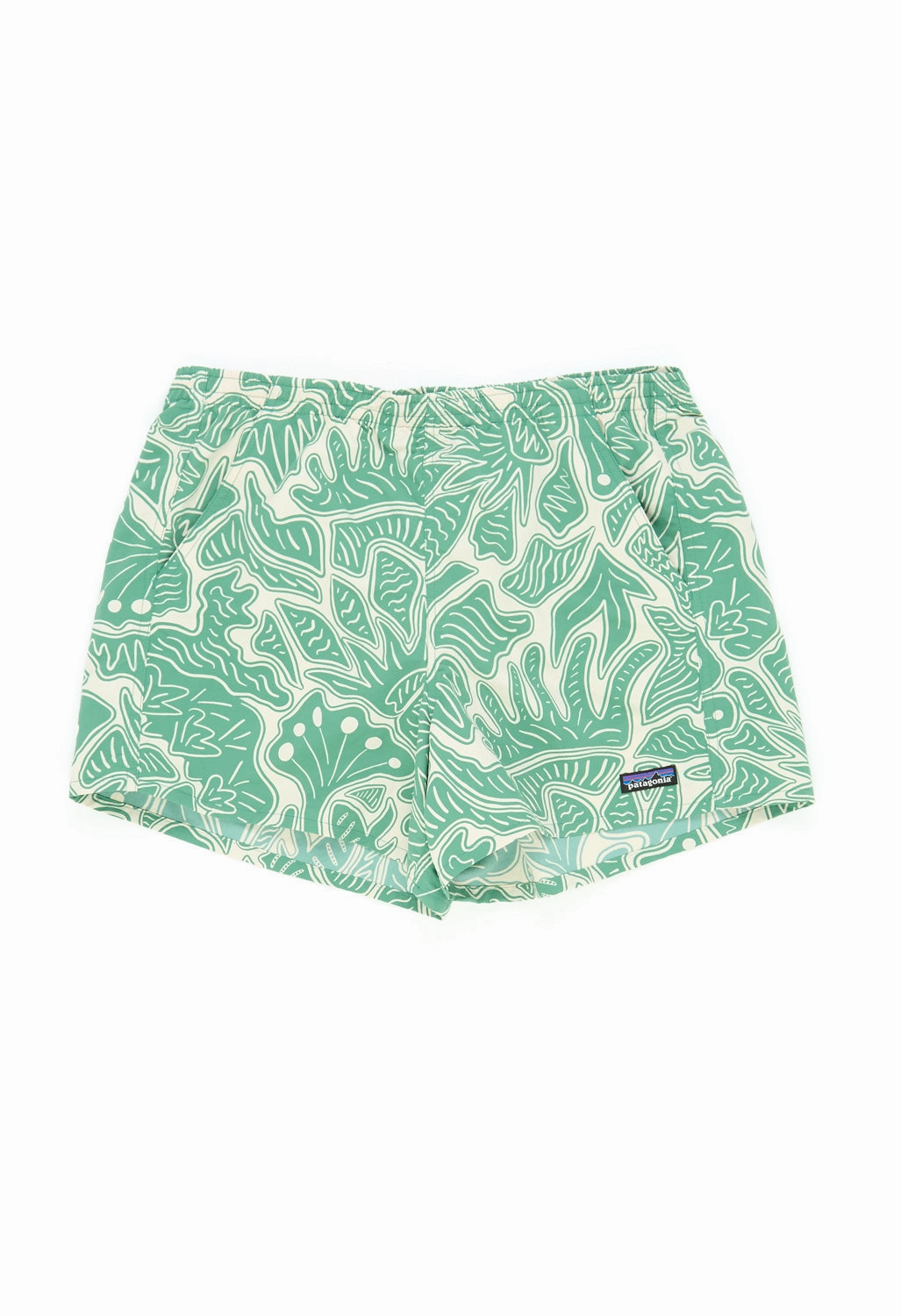 Patagonia Women's Baggies 5" Shorts - Bees and Flowers: Heartleaf Green Daywear