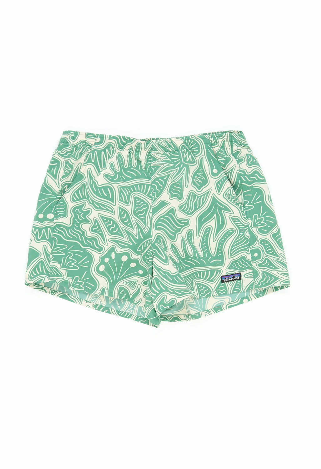 Patagonia Women's Baggies 5" Shorts - Bees and Flowers: Heartleaf Green NonIrritatingTags
