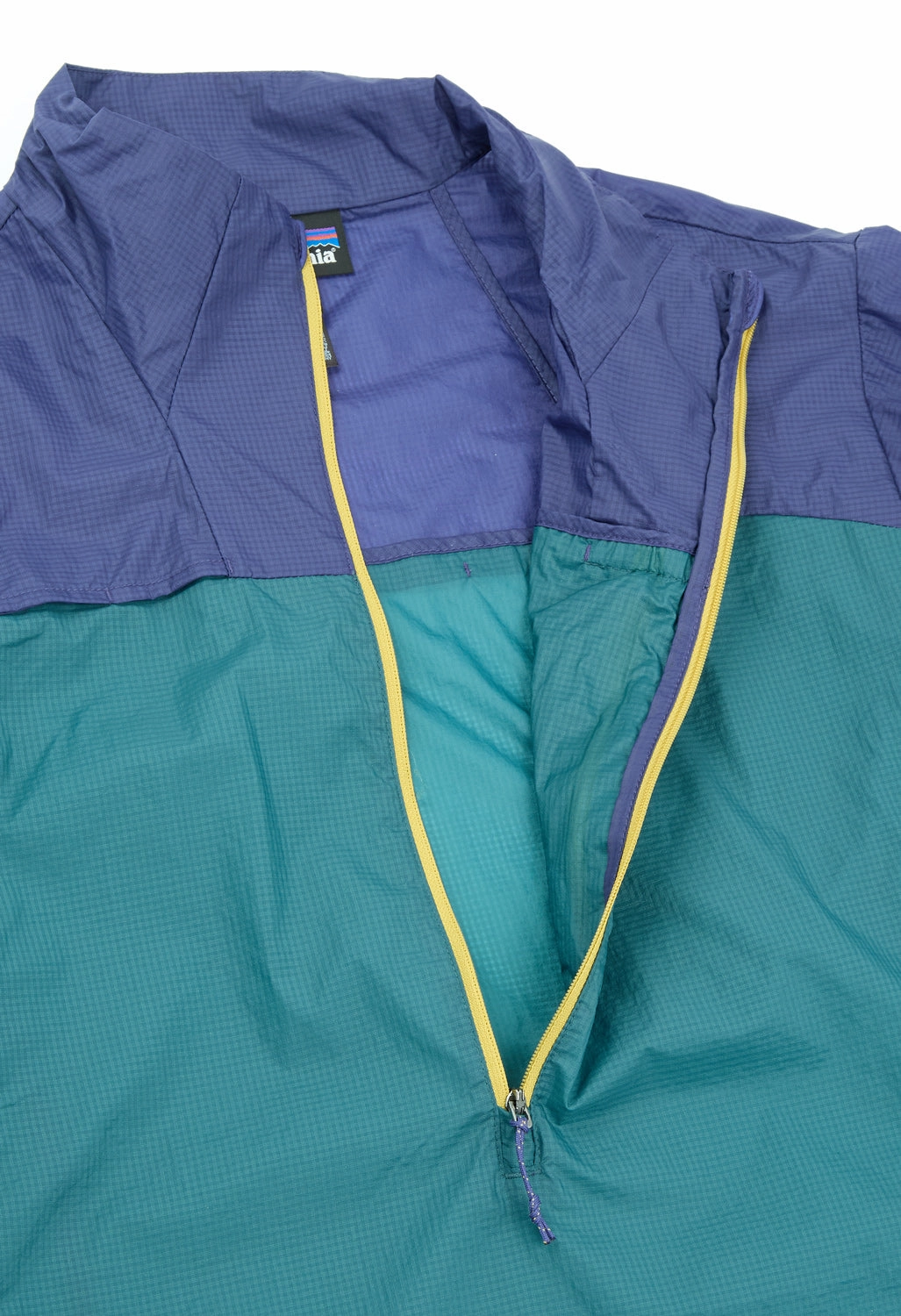 Patagonia Women's Houdini Stash Half Zip Pullover - Wetland Blue / Solstice Purple Double Buttons Soft Fleece Lining