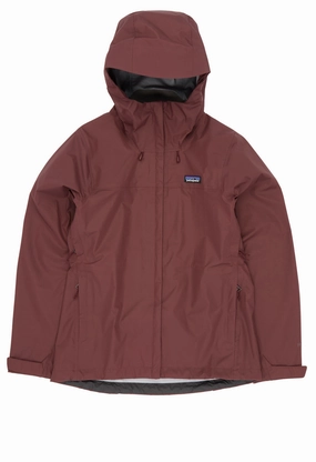 Functional Zip Detail Patagonia Women's Torrentshell 3L Rain Jacket - Dark Ruby