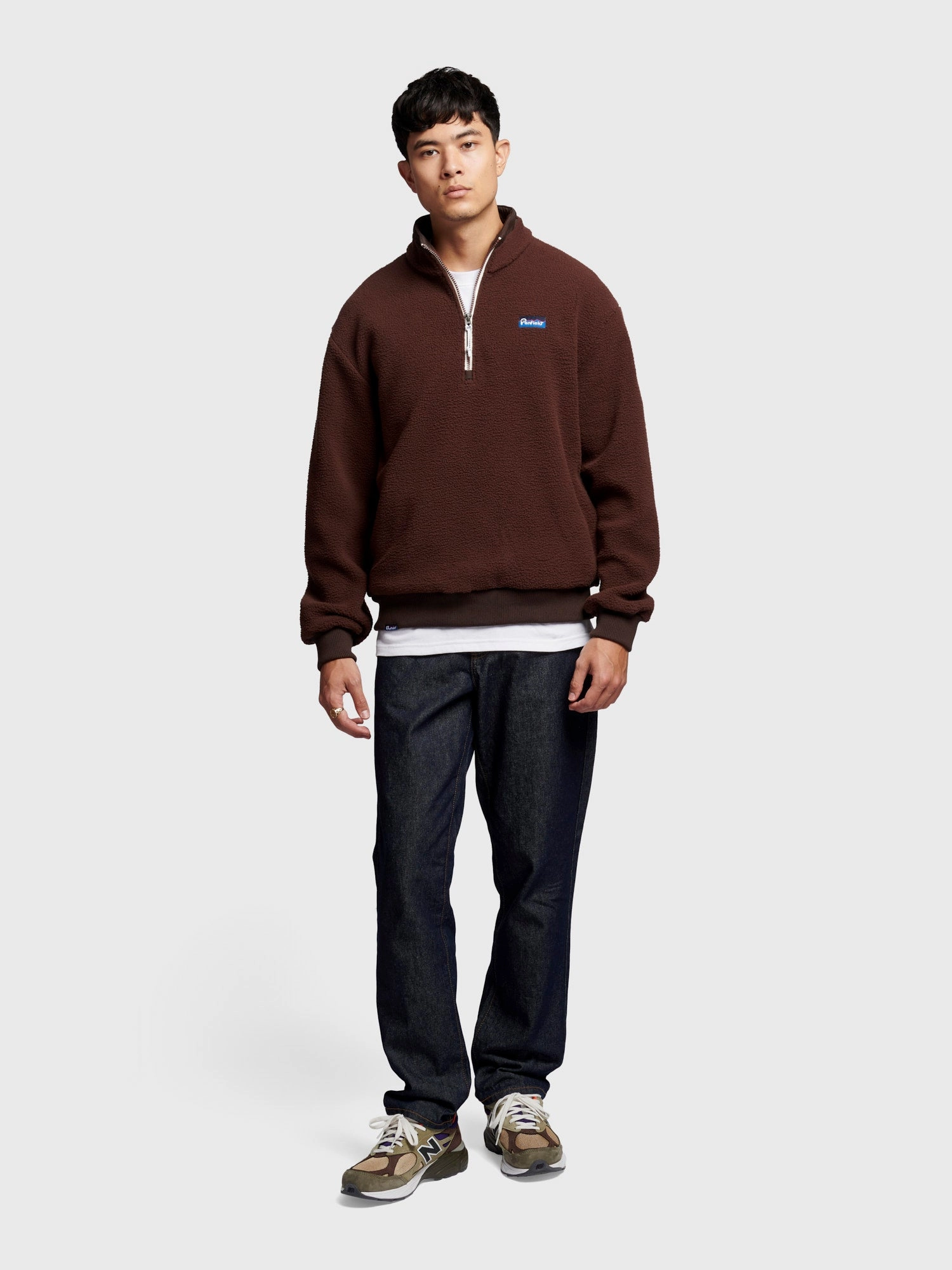 Trendy Vibes Penfield Mens 1/4 Zip Funnel Neck Fleece in Chicory Coffee