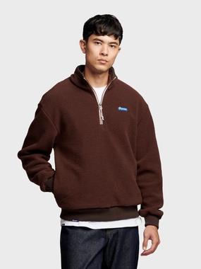 Penfield Mens 1/4 Zip Funnel Neck Fleece in Chicory Coffee Mass produced Comfy Layers