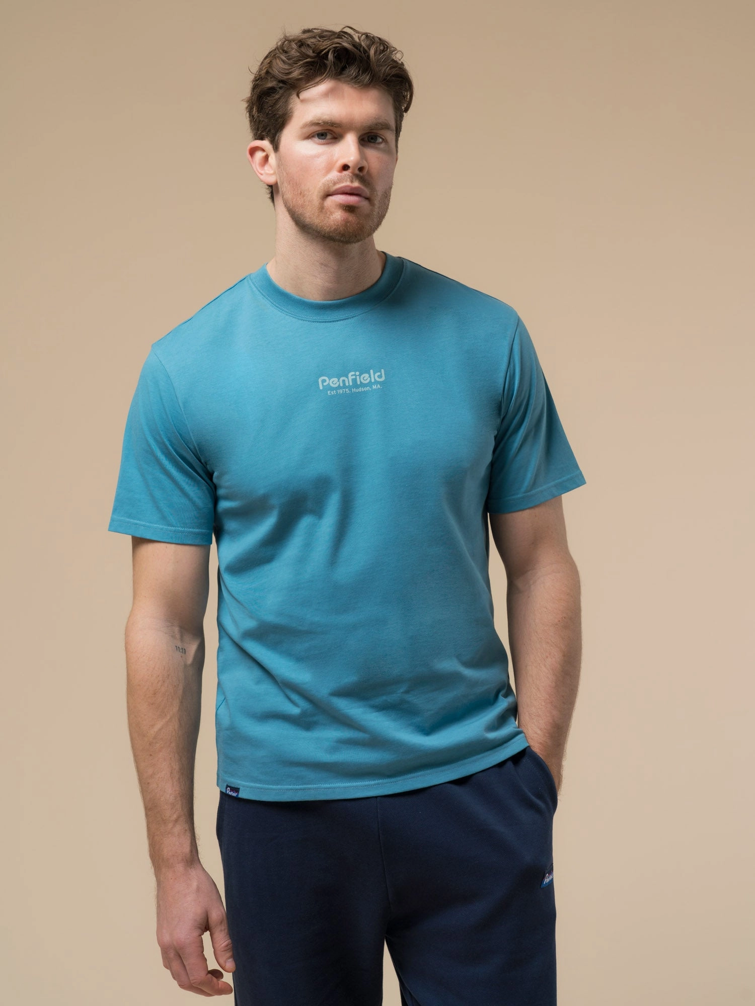 Penfield Mens Circle Landscape T-Shirt in Niagara Cozy Stretch Fit Light and Breezy