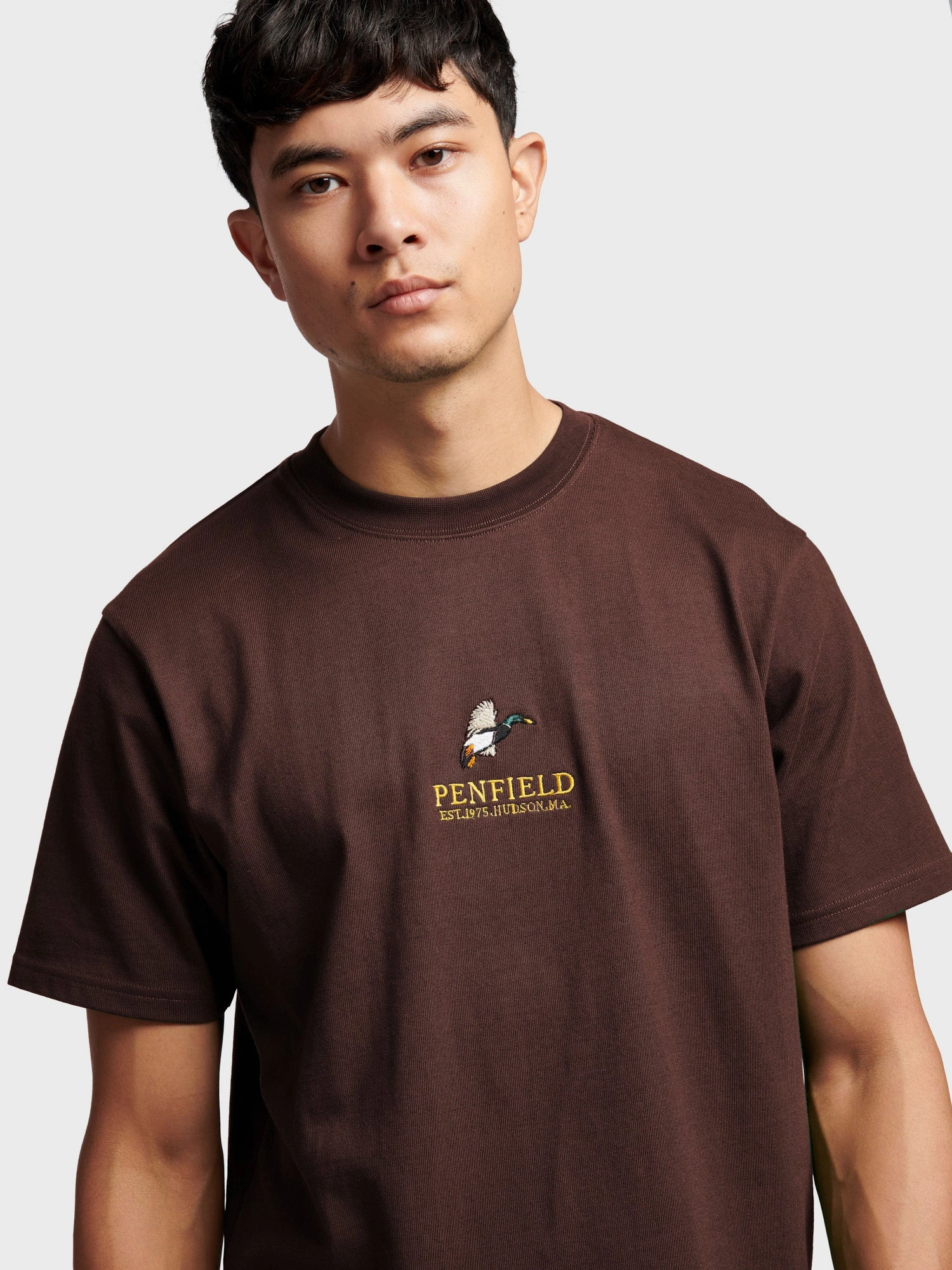 Layered Wear Penfield Mens Embroidered Mallard T-Shirt in Chicory Coffee