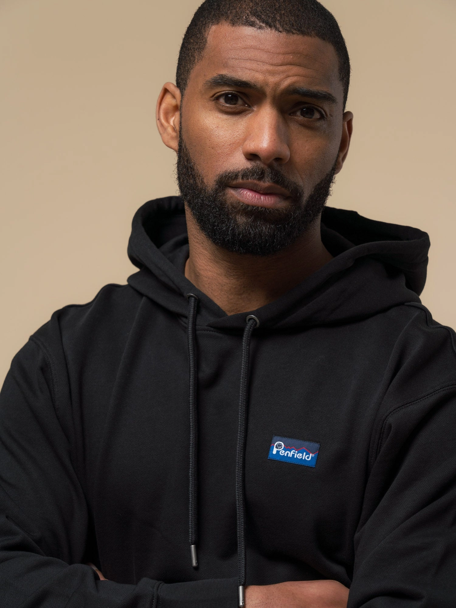 Penfield Mens Original Logo Hoodie in Black Active Fit Chill Outfit