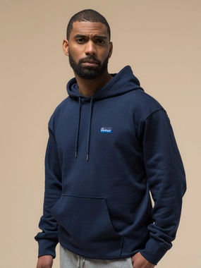 Embroidered Detail Everyday Look Penfield Mens Original Logo Hoodie in Navy Blue