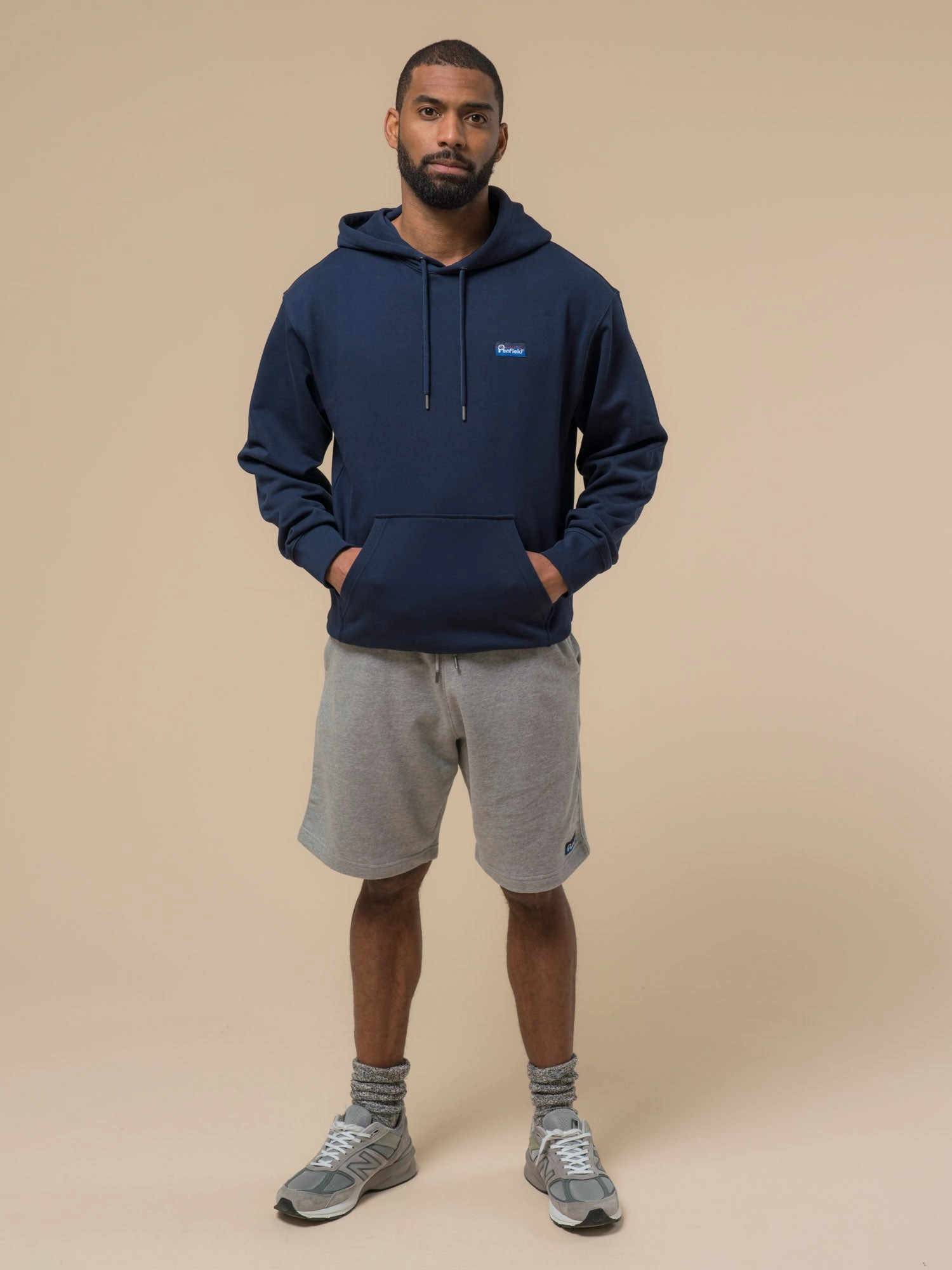 product camping suitability Penfield Mens Original Logo Hoodie in Navy Blue