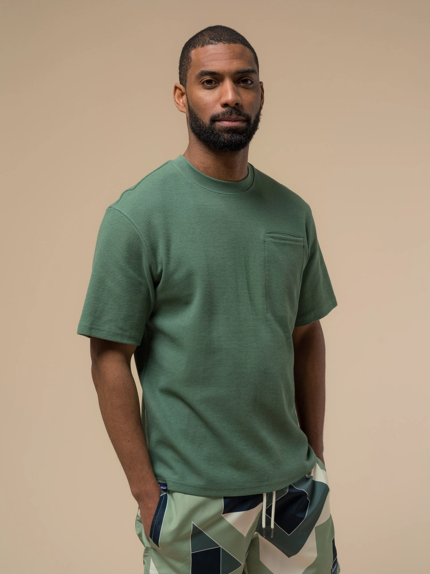 Perfect Fit Soft and Lightweight Penfield Mens Pocket Double Rib T-Shirt in Dark Forest