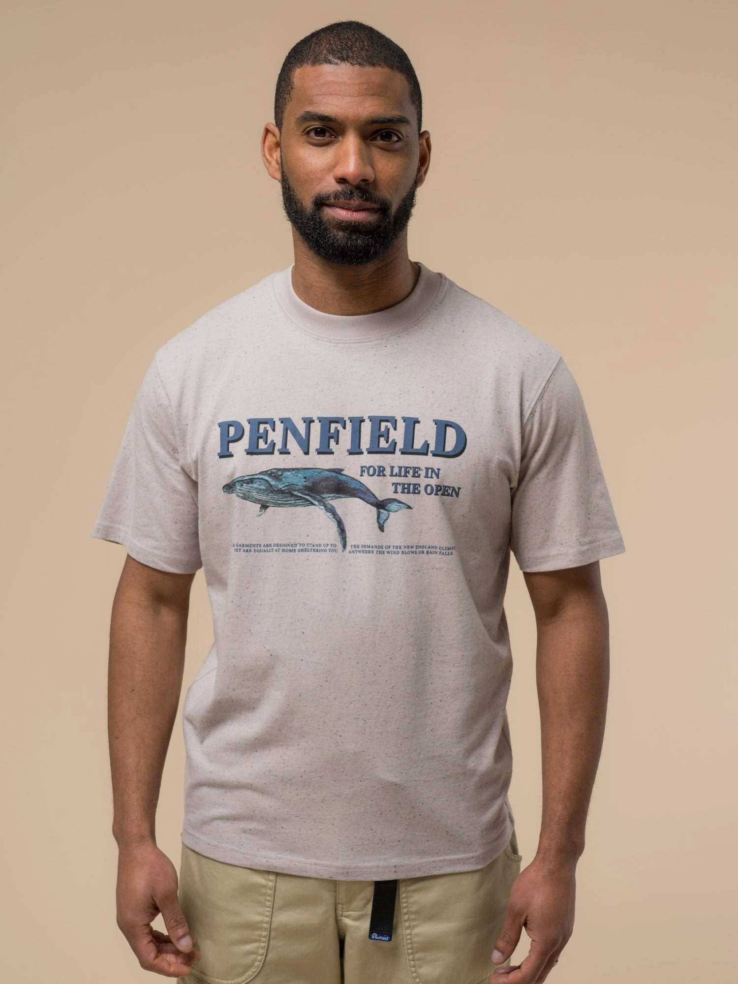 petite size Stretch performance Penfield Mens Retro Whale T-Shirt in Cloud Gray