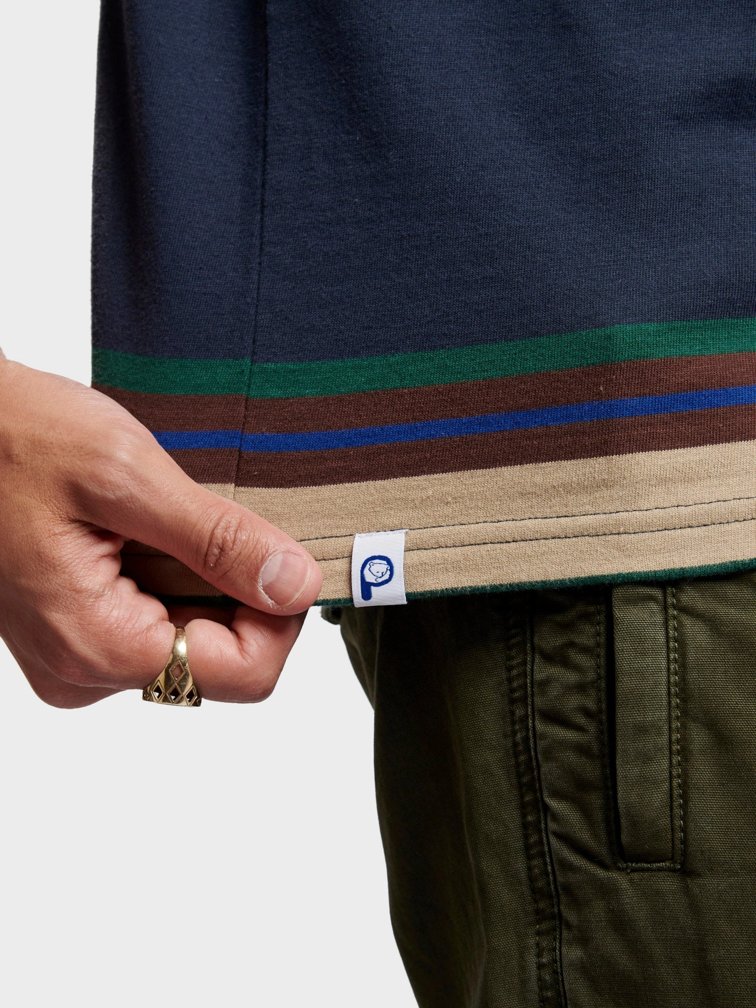 Penfield Mens Stripe T-Shirt in Navy Blue Slim Fit Wear