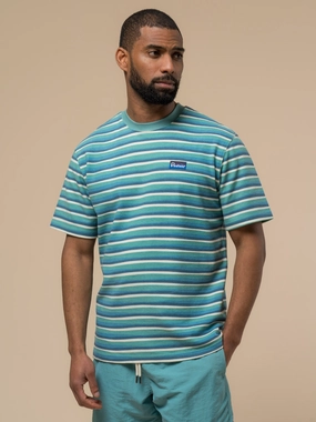 Bohemian style Penfield Mens Wave Texture Stripe T-Shirt in Dusty Turquoise