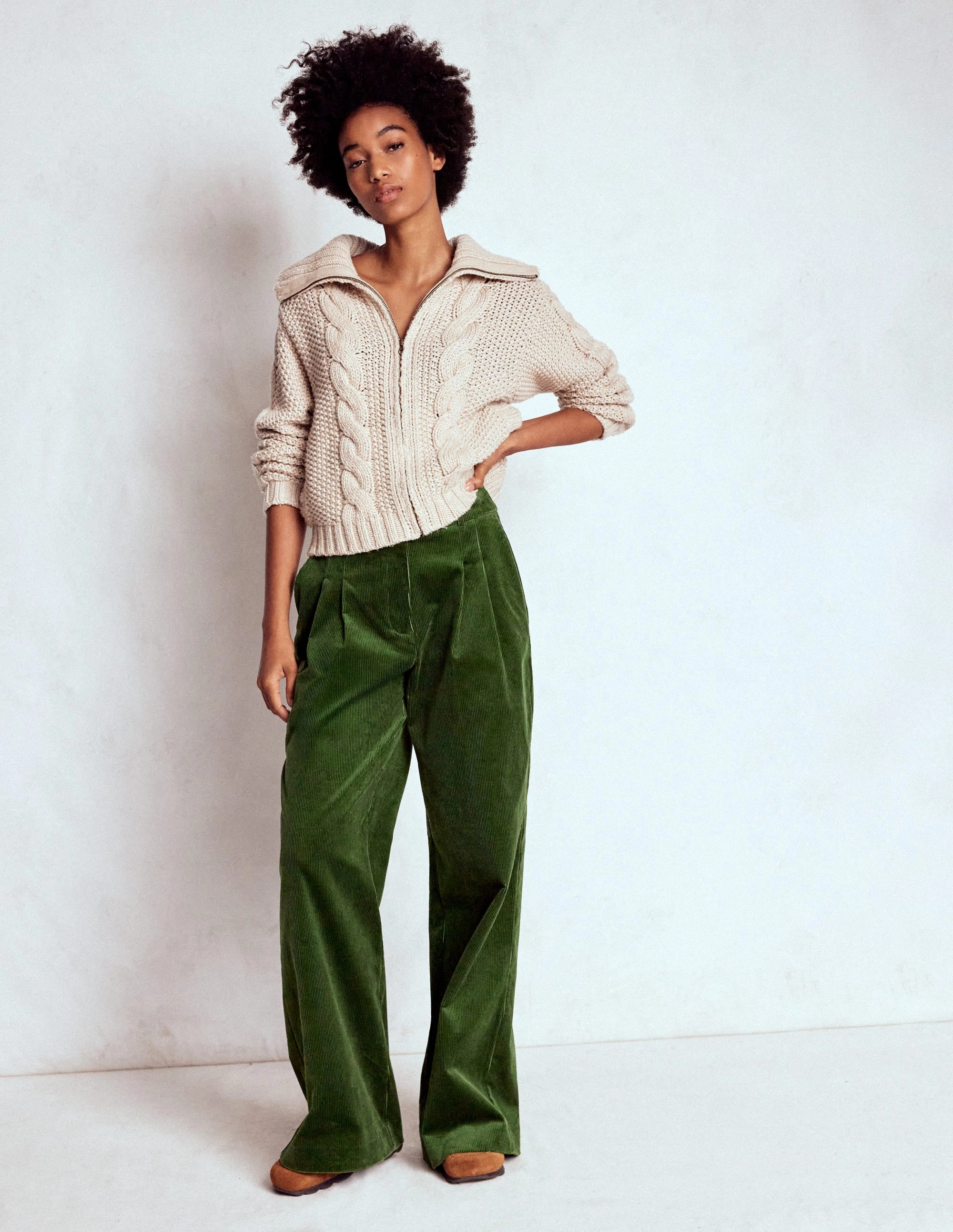 Kensington Cord Trousers-Green Fir DurablePolyester