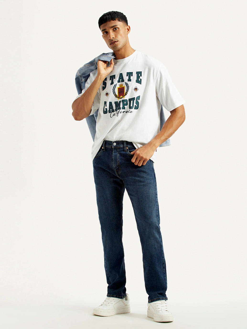 Chic Appearance Sustainable Student Outfit Nature Lover Men's 505 Dark Indigo Straight Fit Mid Rise Jeans