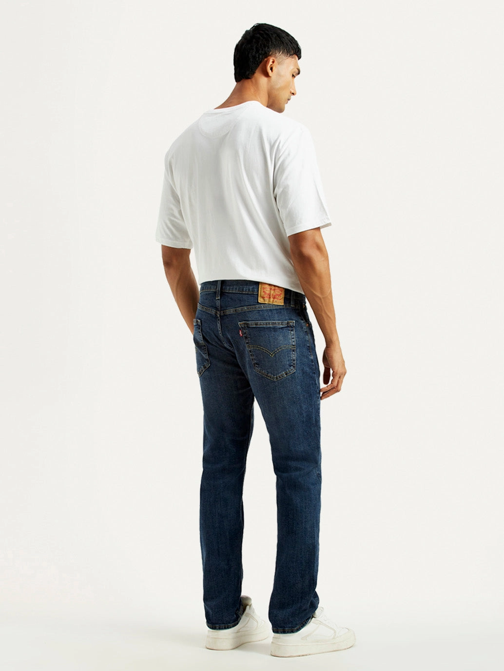 Men's 505 Dark Indigo Straight Fit Mid Rise Jeans Responsible Denim Production