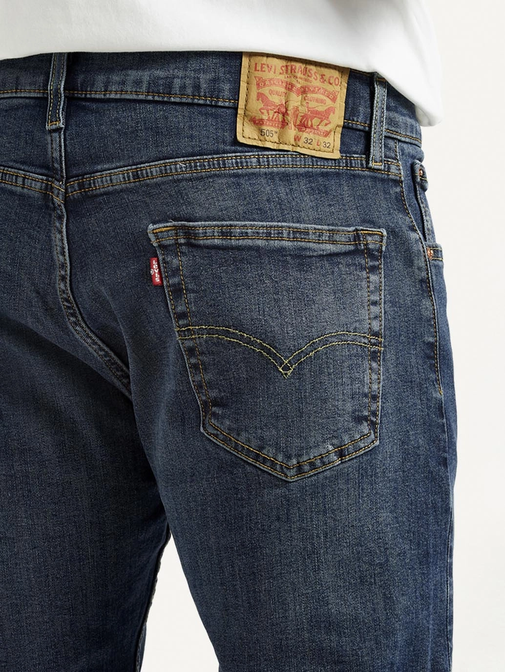 Men's 505 Dark Indigo Straight Fit Mid Rise Jeans Anti Odor Fabric Treatment