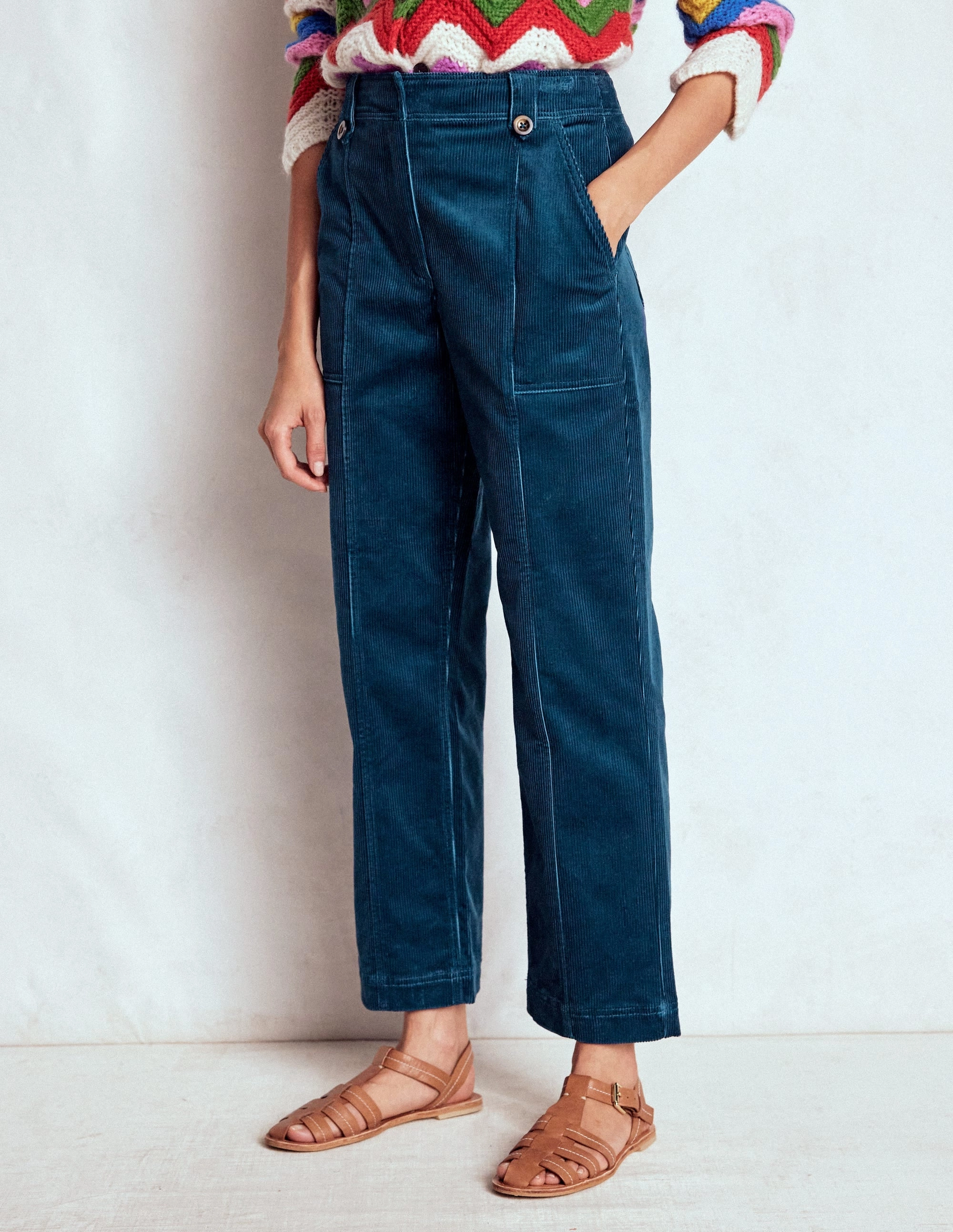Relaxed Look Smart Wear Pimlico Cord Trousers-Indigo Blue