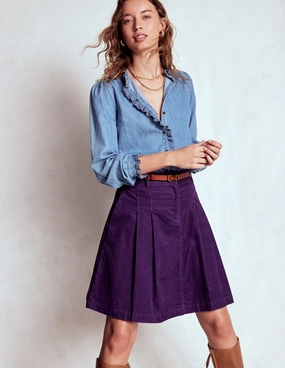 Pleated Cord Skirt-Mystic Purple Elegant Texture Art Gallery Visit