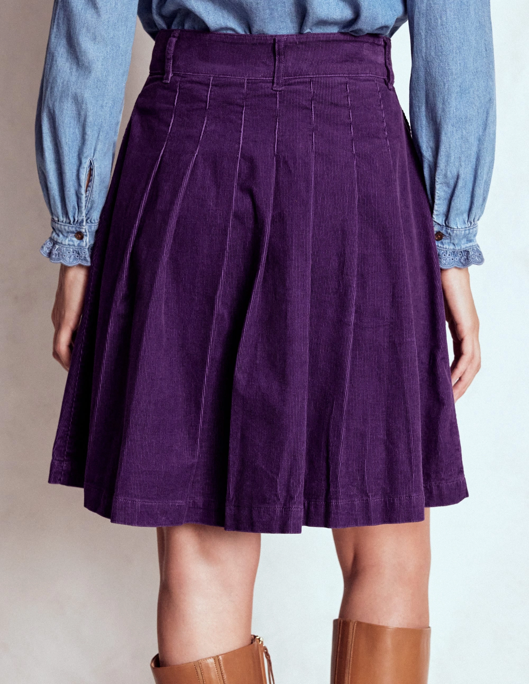 Pleated Cord Skirt-Mystic Purple Coordinated Set Street Style