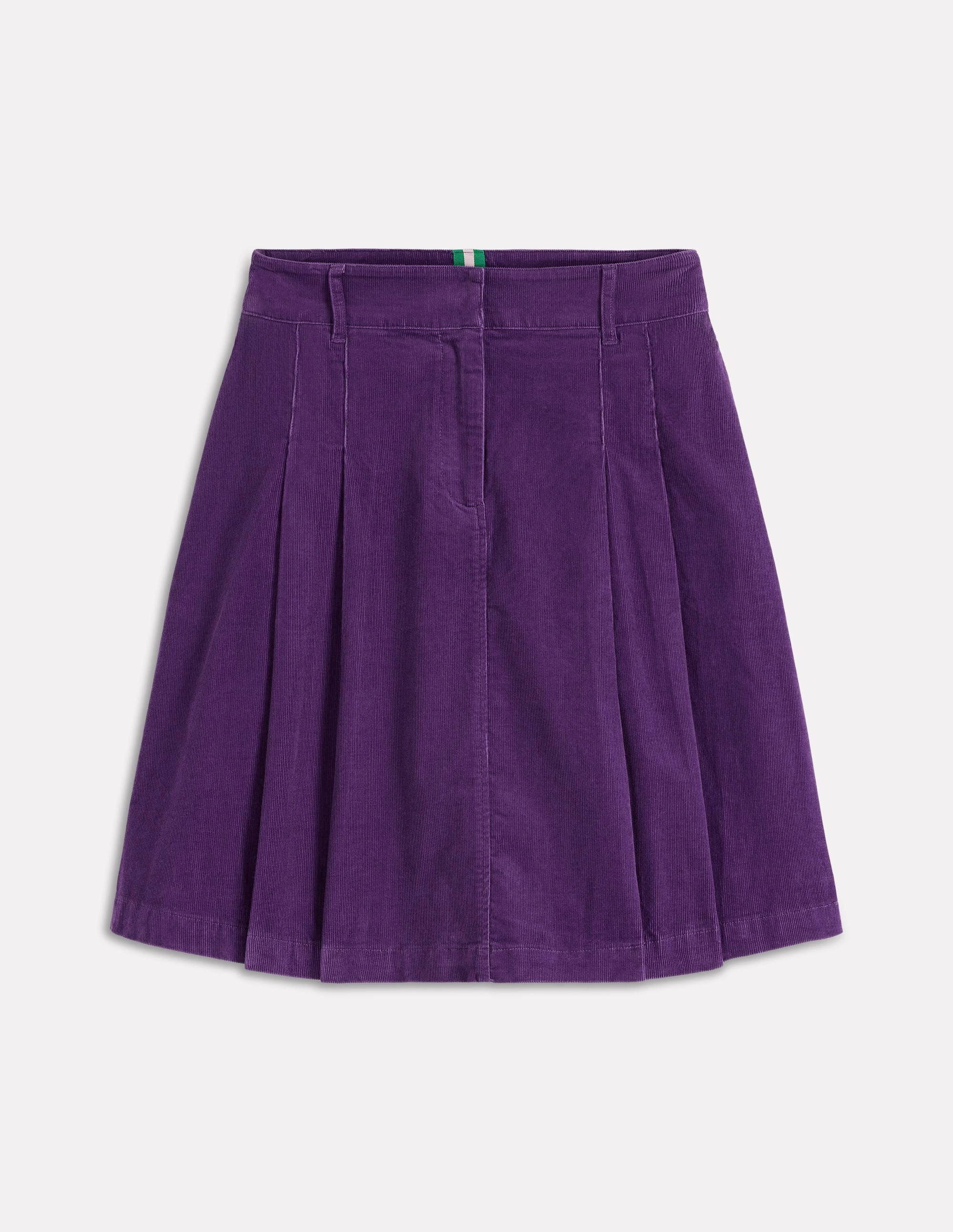 Modern Combo Pleated Cord Skirt-Mystic Purple