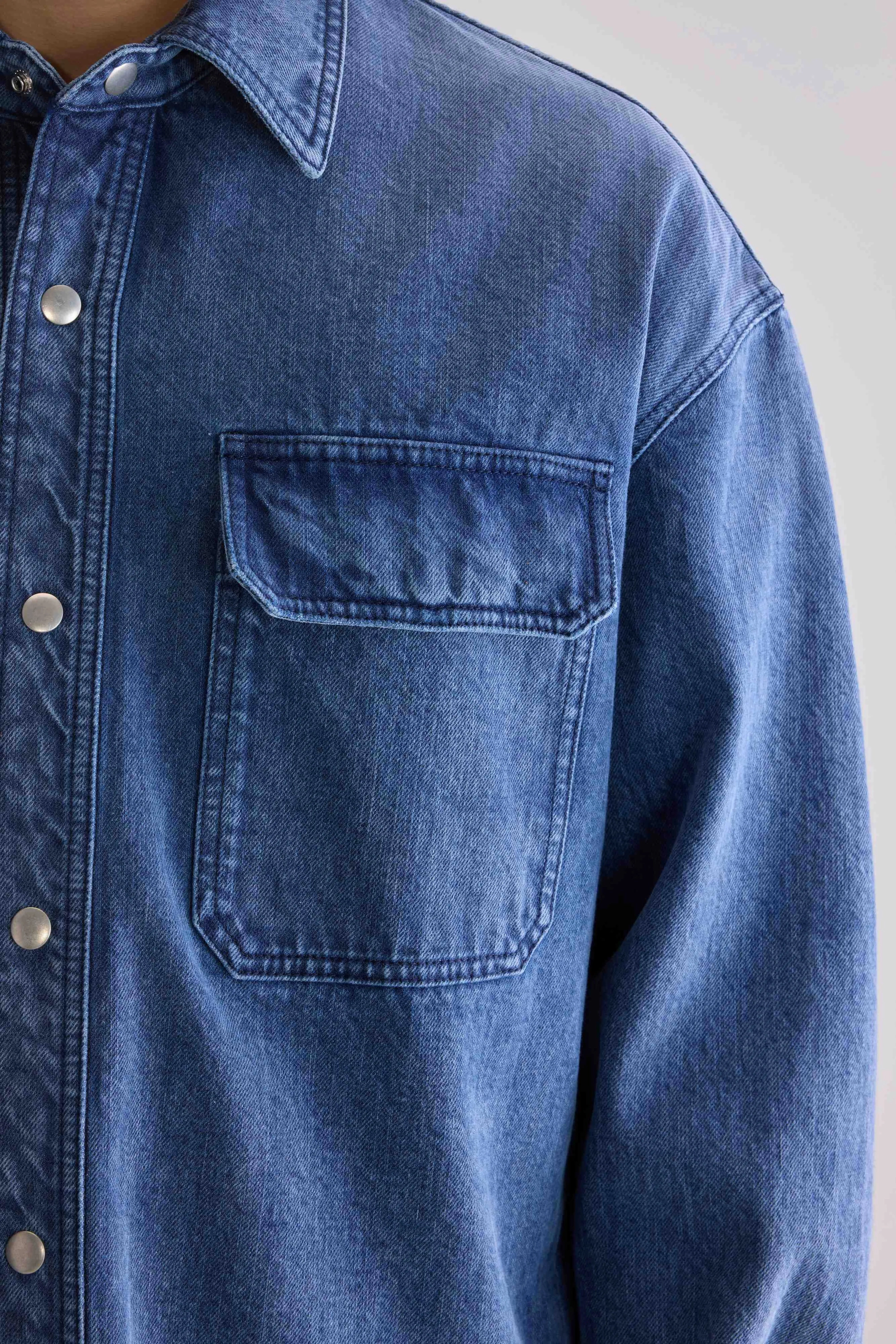 Poach overshirt (252 / M / BLUE SNOW) Anti Pilling Texture