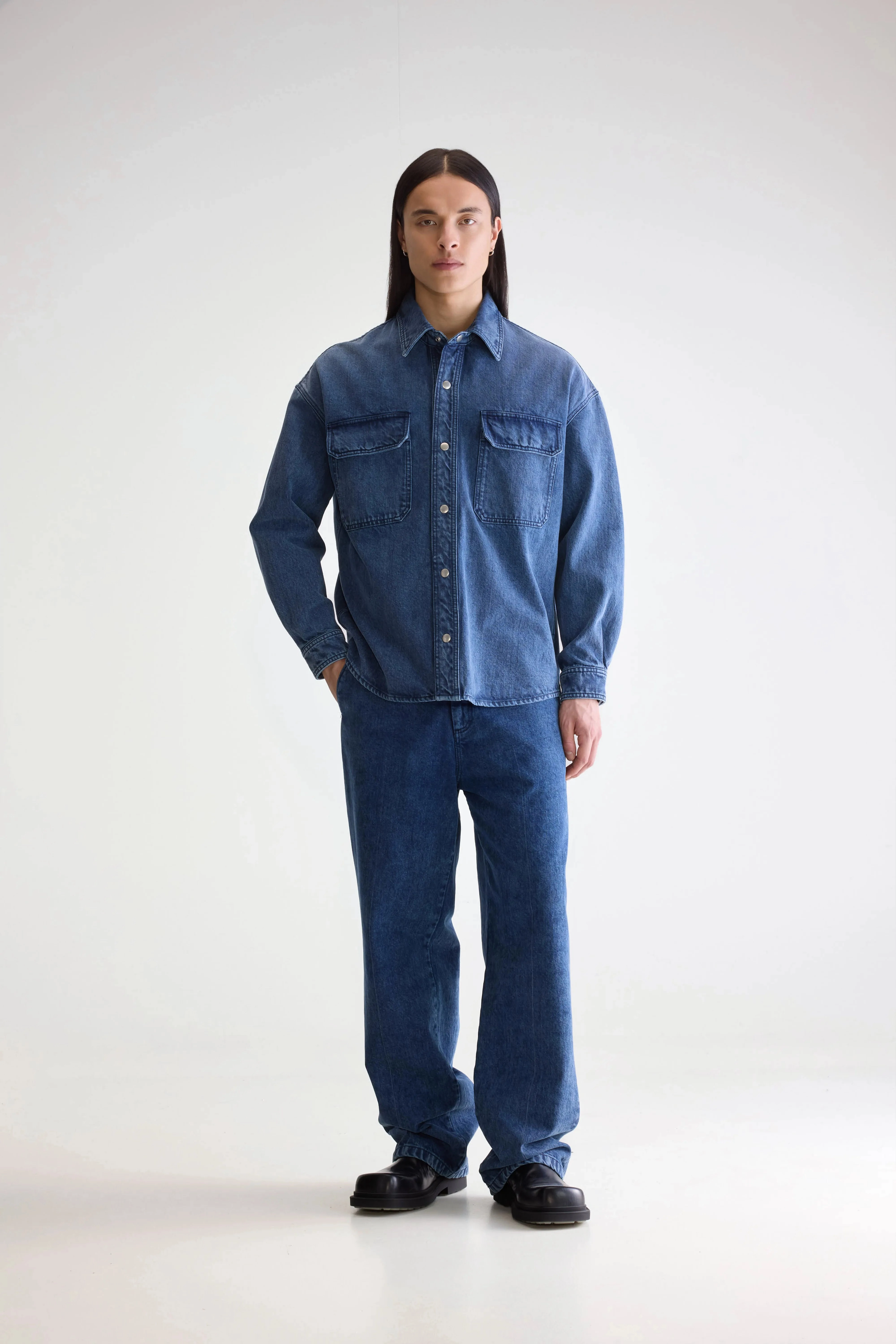 Poach overshirt (252 / M / BLUE SNOW) Smooth Zipper Glides