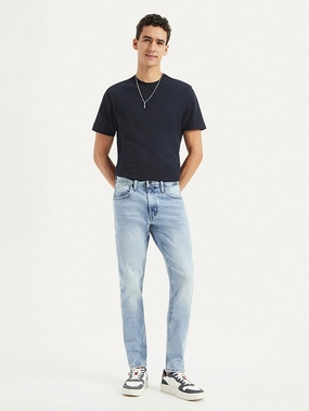 Men's 512 Blue Slim Tapered Fit Mid Rise Jeans Shopping Day Street Fashion Textured Basic Necessity