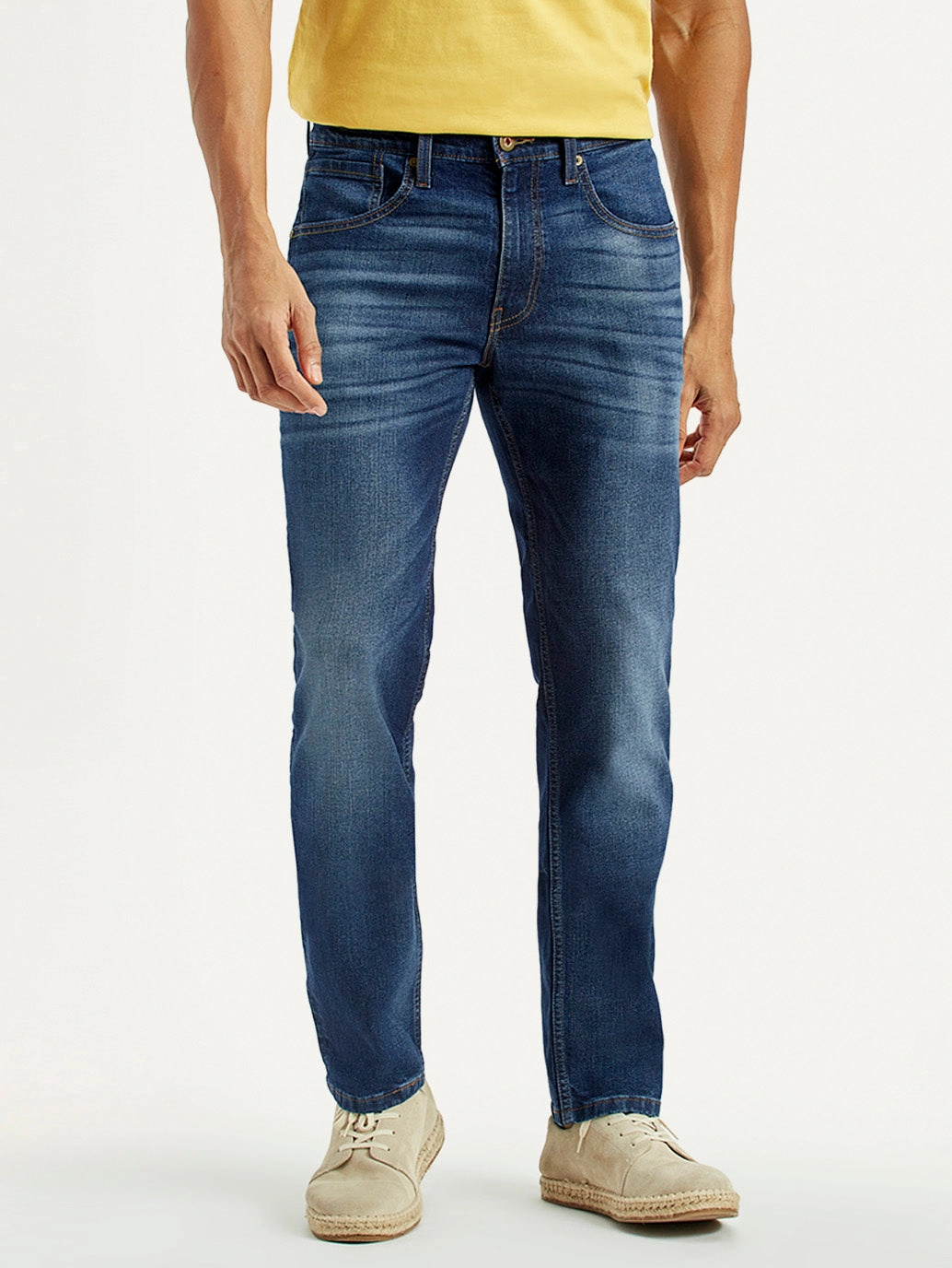 Men's 541 Med Indigo Athletic Tapered Fit Mid Rise Jeans Fashion friendly
